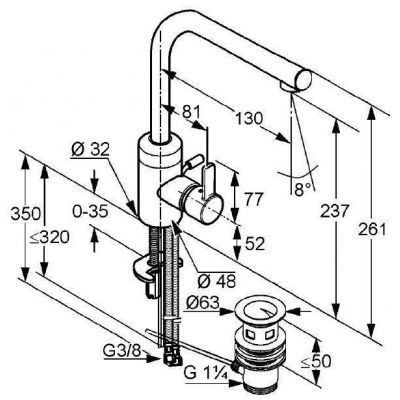 Смеситель KLUDI ZENTA 382940575 для раковины на одно отверстие высокий
