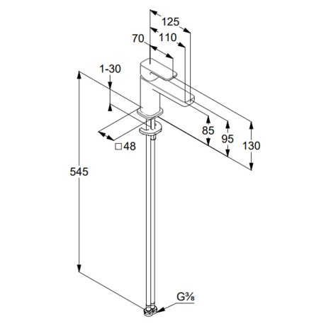 Смеситель KLUDI RENON 422905375 для раковины на одно отверстие однорычажный без донного клапана