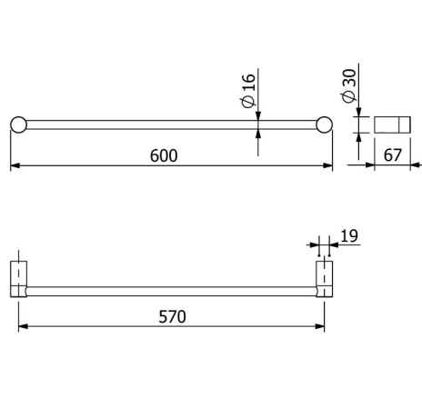 Держатель полотенца KLUDI VELA R 58979N0 широкий 600 мм
