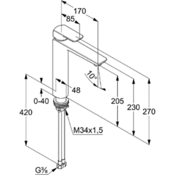 Смеситель KLUDI AMEO 412960575 для раковины на одно отверстие высокий