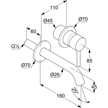 Смеситель KLUDI BOZZ SET 382440576S для раковины настенный встраиваемый со скрытой частью в комплекте