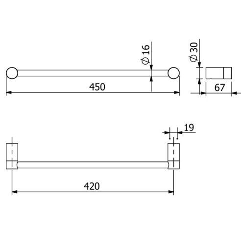 Держатель полотенца KLUDI VELA R 5898039 широкий 450 мм