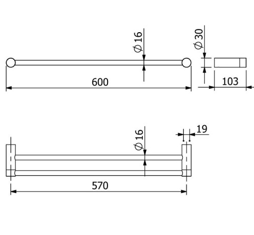 Держатель полотенца KLUDI VELA R 5898853 широкий 600 мм