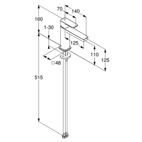 Смеситель KLUDI RENON 422823975 для раковины на одно отверстие однорычажный без донного клапана