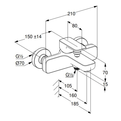 Смеситель KLUDI RENON 426913975 для ванны с изливом с подключением шланга
