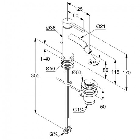 KLUDI NOVA FONTE Pura, однорычажный смеситель для биде, арт. 202160515