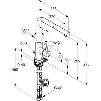 Смеситель KLUDI L-INE S 408518775 для кухни с выдвижным изливом
