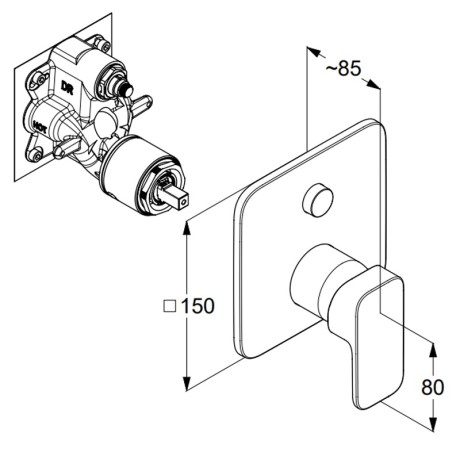 Смеситель KLUDI RENON 427590575 для ванны и душа встраиваемый внешняя часть с автоматическим переключателем воды PUSH&SWITCH