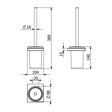 Туалетный ершик KLUDI VELA C 31974N5 подвесной