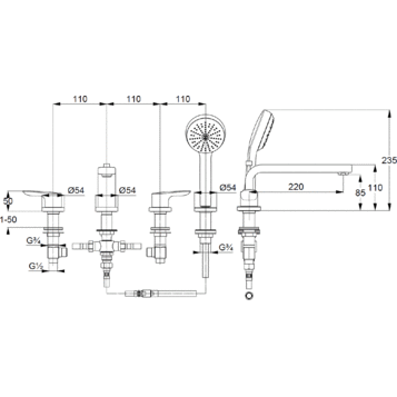 Смеситель KLUDI PURE&SOLID 344230575 для ванны на бортик