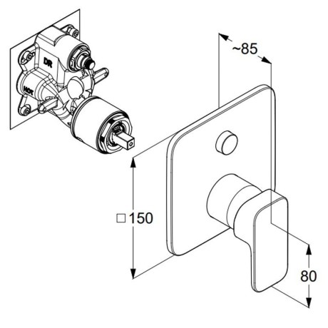 Смеситель KLUDI RENON 427595375 для ванны и душа встраиваемый внешняя часть с автоматическим переключателем воды PUSH&SWITCH