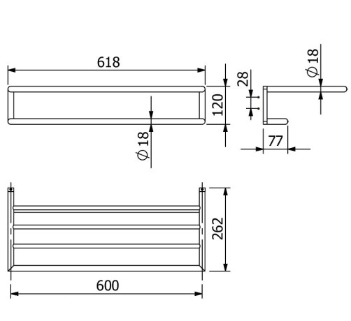 Держатель полотенца KLUDI VELA R 58989N5 полочка
