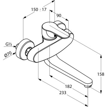 Смеситель KLUDI OBJEKTA 328820575 для кухни настенный