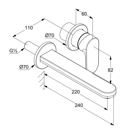 Смеситель KLUDI LOUVA 242453975 для раковины настенный встраиваемый внешняя часть
