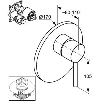 Смеситель KLUDI BOZZ 386550576 для душа встраиваемый внешняя часть