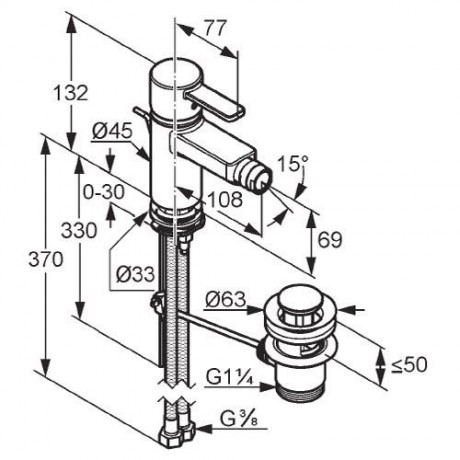 Смеситель KLUDI ZENTA 385309175 для биде однорычажный