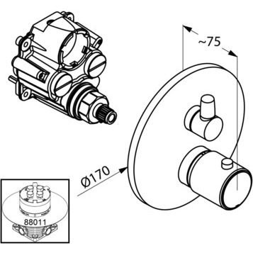 Термостат KLUDI ZENTA 388350545 для душа встраиваемый на 1 потребителя внешняя часть