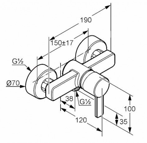 Смеситель KLUDI ZENTA 388709175 для душа настенный с подключением шланга