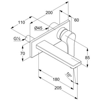 Смеситель KLUDI ZENTA SL 482473965 для раковины настенный встраиваемый внешняя часть