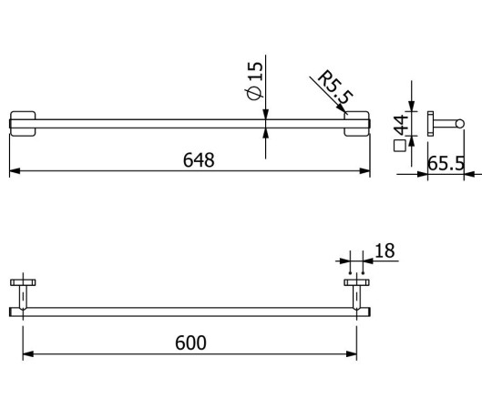 Держатель полотенца KLUDI VELA S 25979N2 широкий 600 мм