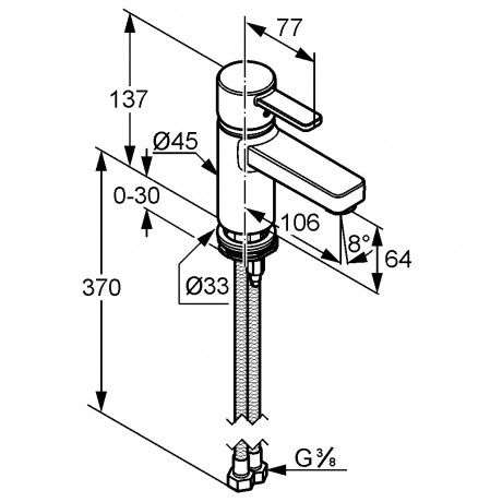 Смеситель KLUDI ZENTA 382508675 для раковины на одно отверстие однорычажный с донным клапаном