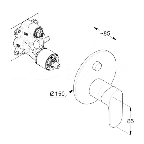 Смеситель KLUDI X1 327593975 для ванны и душа встраиваемый внешняя часть с автоматическим переключателем воды PUSH&SWITCH