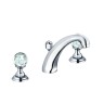 Смеситель KLUDI ADLON 5104305G5 для раковины на три отверстия двухвентильный высокий излив хрустальные рукоятки «Made with Swarovski® Elements»