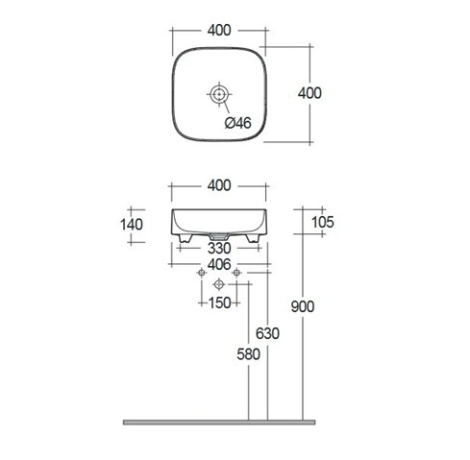 Раковина KLUDI RESA C 58CW3039 накладная без перелива цвет черный матовый