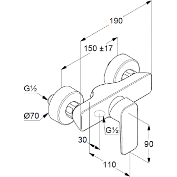 Смеситель KLUDI PURE&STYLE 408410575 для душа настенный с подключением шланга