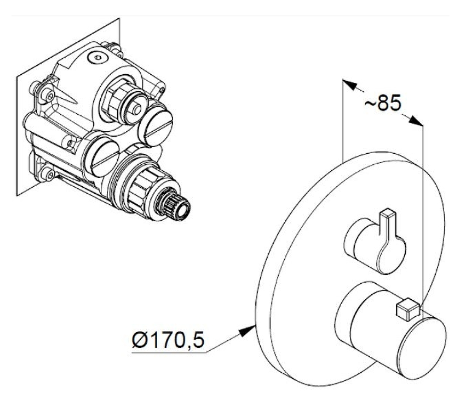 Термостат KLUDI NOVA FONTE 208350515 для душа встраиваемый на 1 потребителя внешняя часть