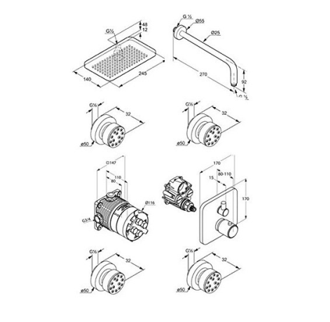 Душевой комплект KLUDI ESPRIT с термостатом 5619205-40