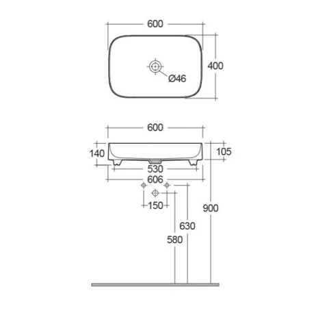 Раковина KLUDI RESA S 58CW4053 накладная без перелива цвет белый матовый