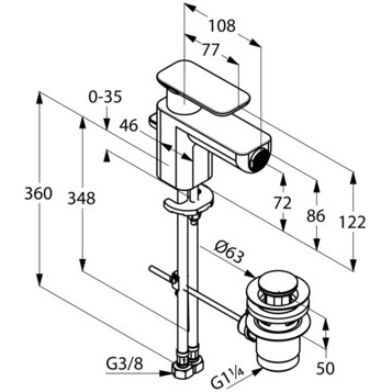 Смеситель KLUDI E2 492160575 для биде однорычажный
