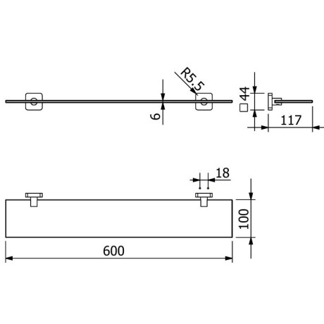 Полочка стекло KLUDI VELA S 25973N2 подвесная