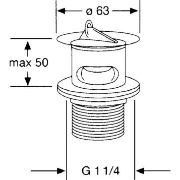 Донный клапан KLUDI 1042705-00 для раковины с переливом без цепочки