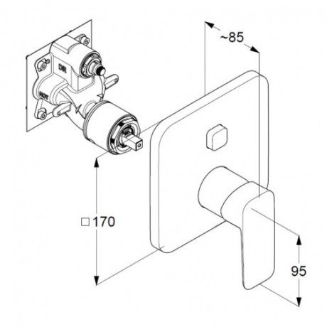 Смеситель KLUDI PURE&STYLE 406590575 для ванны и душа встраиваемый внешняя часть с автоматическим переключателем воды PUSH&SWITCH