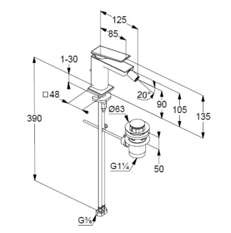 Смеситель KLUDI DECUS 54217N275 для биде однорычажный