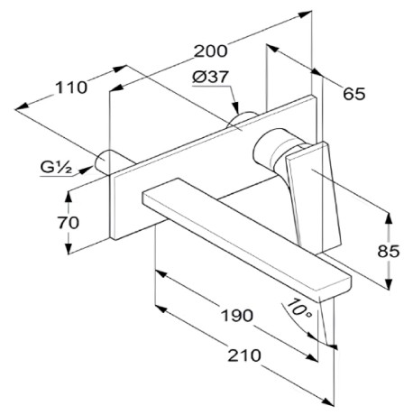 Смеситель KLUDI DECUS 54244N275 для раковины настенный встраиваемый внешняя часть