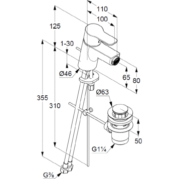 Смеситель KLUDI PURE&EASY 375330565 для биде однорычажный