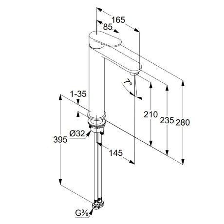 Смеситель KLUDI X1 322983975 для раковины на одно отверстие высокий