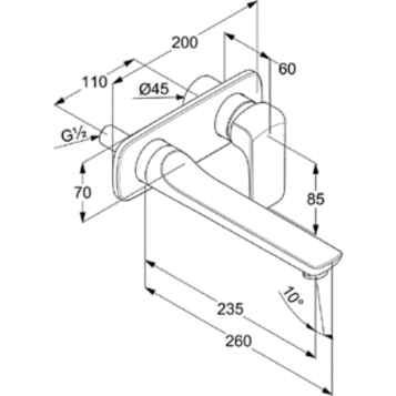 Смеситель KLUDI AMEO 412450575 для раковины настенный встраиваемый внешняя часть