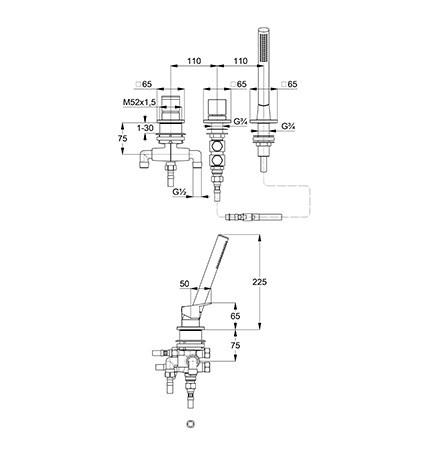 Смеситель KLUDI DECUS 54447N275 для ванны на бортик